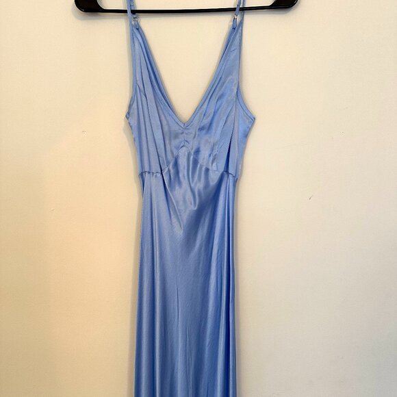 Asos Light Blue Satin Slip Maxi Dress - Picture 4 of 10